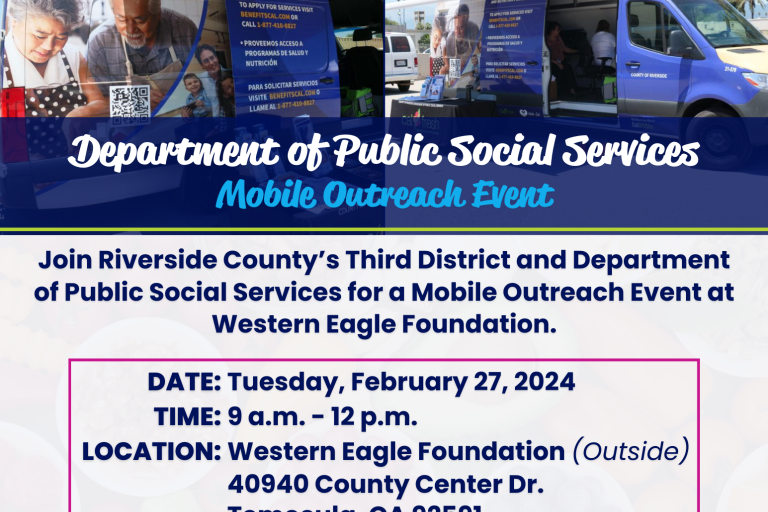 Flyer for upcoming mobile outreach event in Temecula.