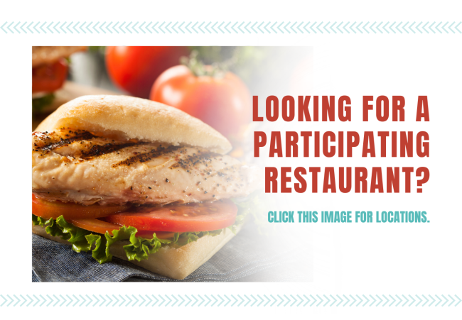 Stock photo of a chicken sandwhich. This image is promoting the State's Restaurant Meals Program